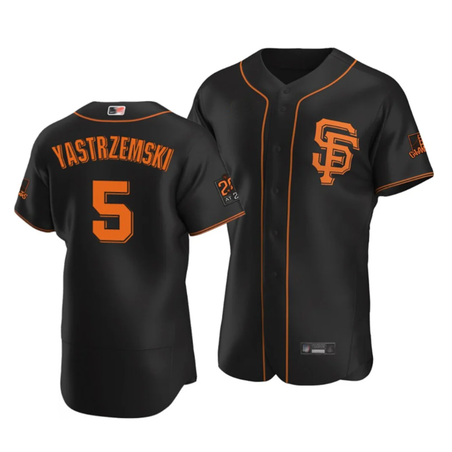 S.Francisco Giants #5 Mike Yastrzemski Player Black Replica Elite Baseball Jerseys