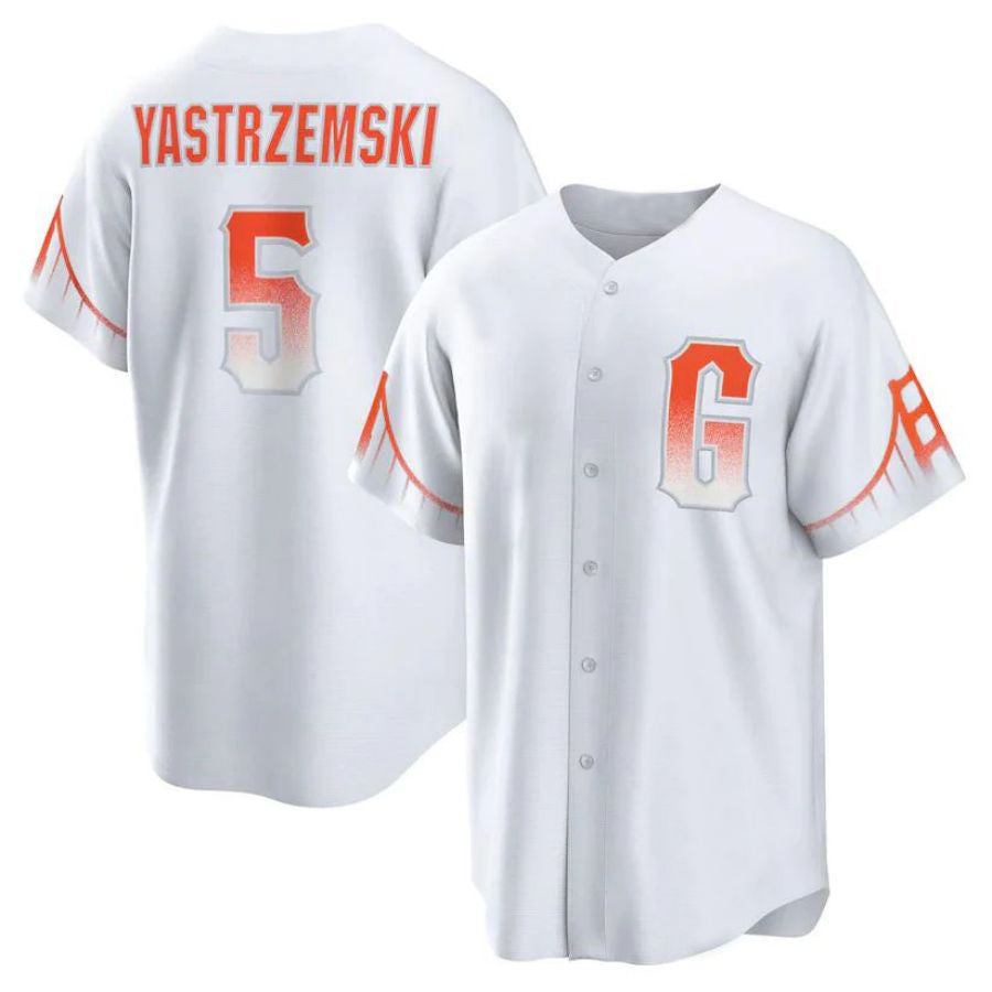 S.Francisco Giants #5 Mike Yastrzemski Player White City Connect Replica Baseball Jerseys