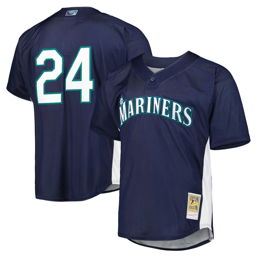 S.Mariners #24 Ken Griffey Jr. Player  Navy Cooperstown Collection Mesh Batting Baseball Jerseys