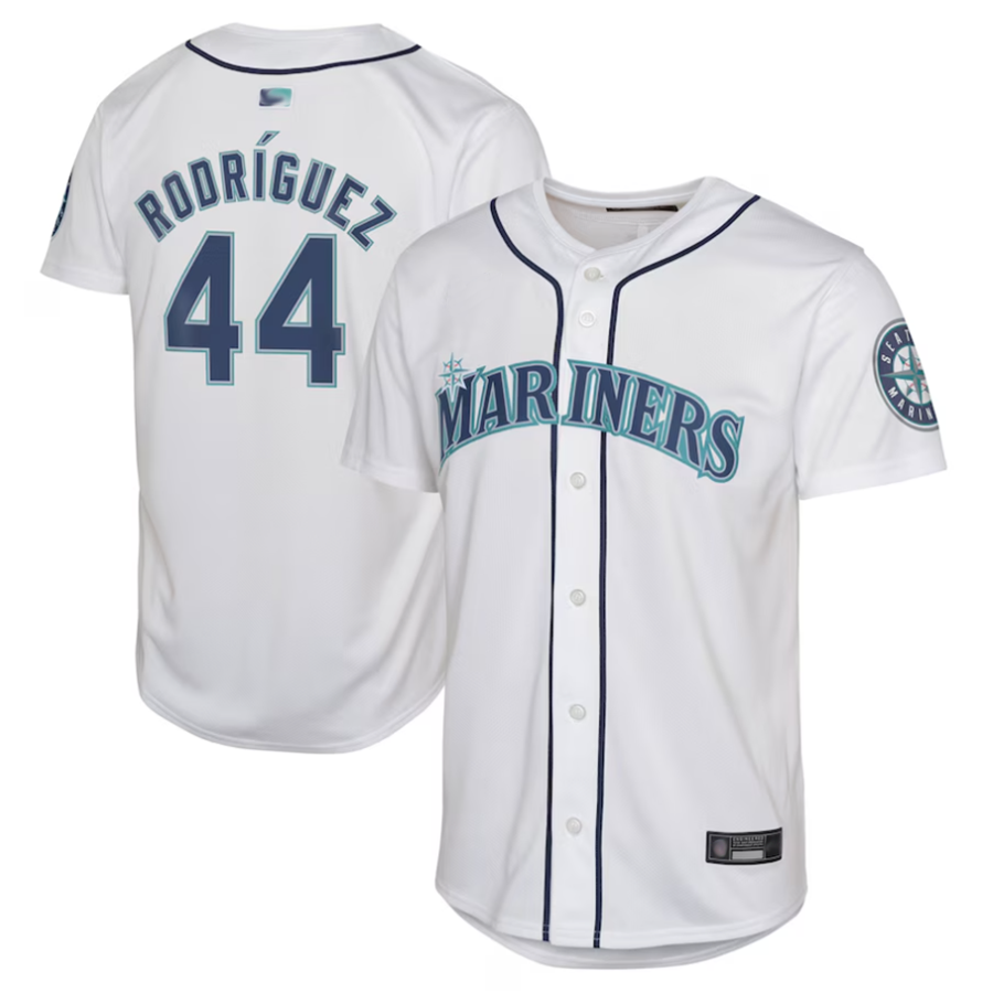 S.Mariners #44 Julio Rodr����aguez Player White Home Limited Baseball Jerseys