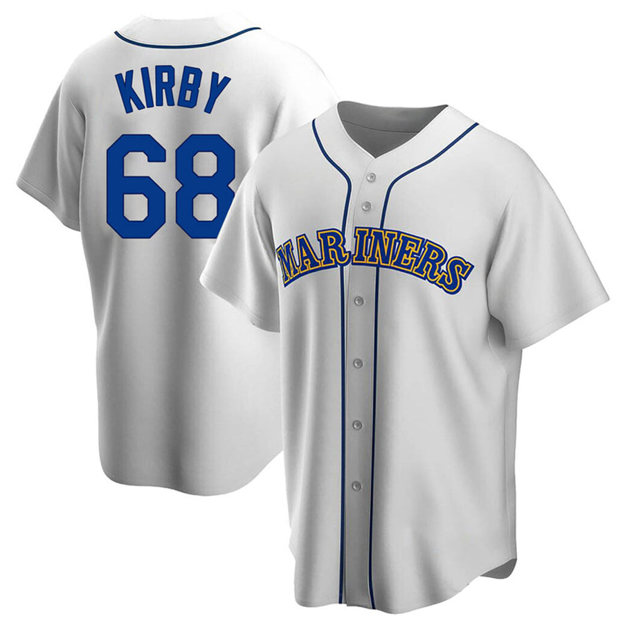 S.Mariners #68 George Kirby Player White Replica Home Baseball Jerseys