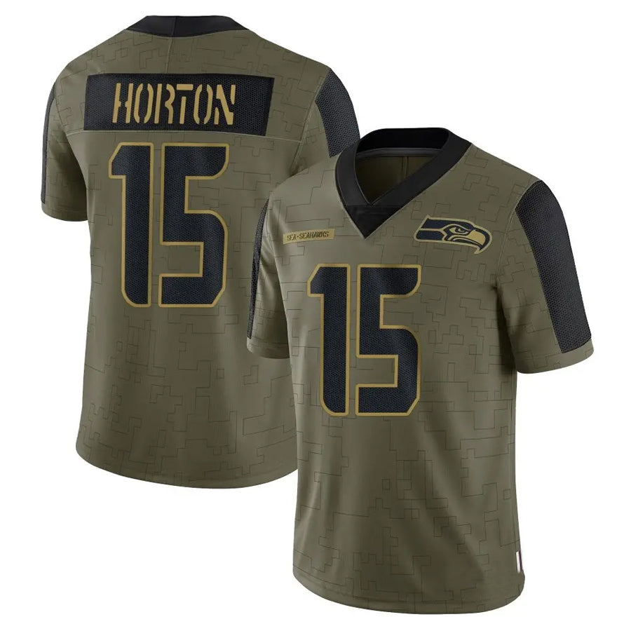 S.Seahawks #15 Tory Horton Player Salute to Service Olive Football Jerseys