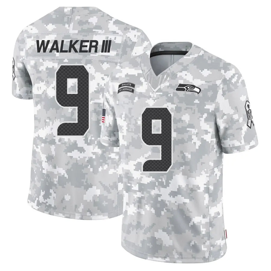 S.Seahawks #9 Kenneth Walker III Player Arctic Camo Salute to Service Limited Football Jerseys