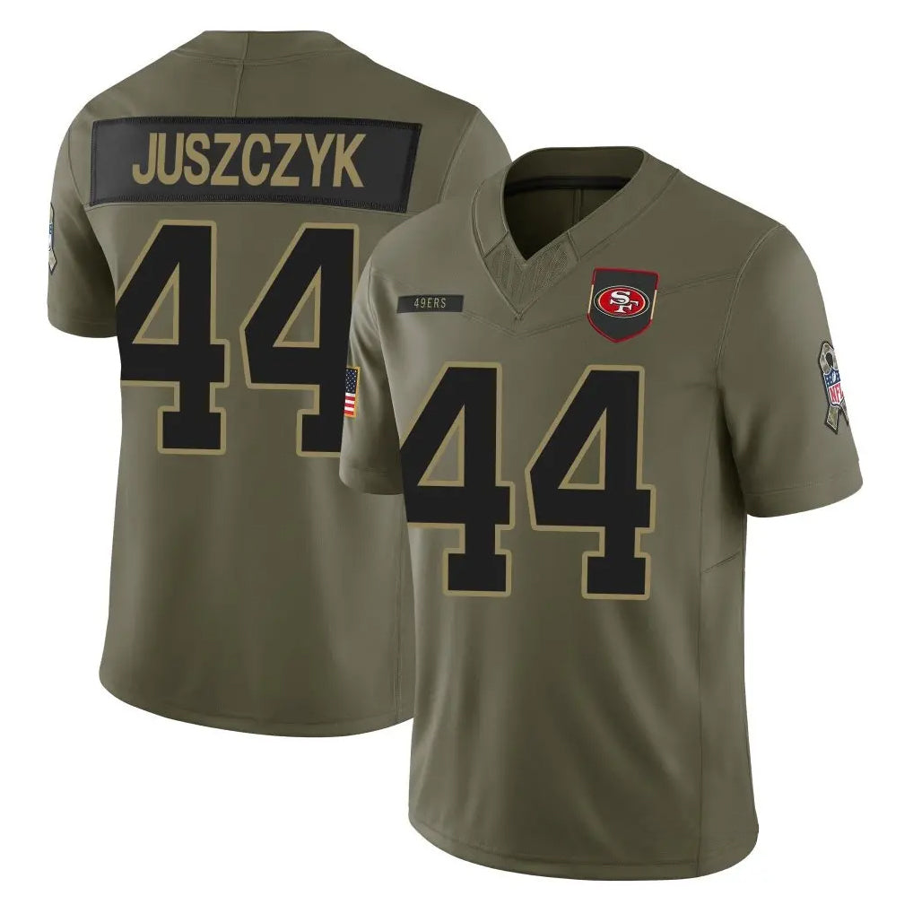 SF.49ers #44 Kyle Juszczyk Player Salute To Service Limited Olive Football Jerseys