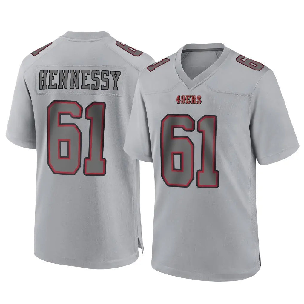 SF.49ers #61 Matt Hennessy Player Gray Game Football Jerseys