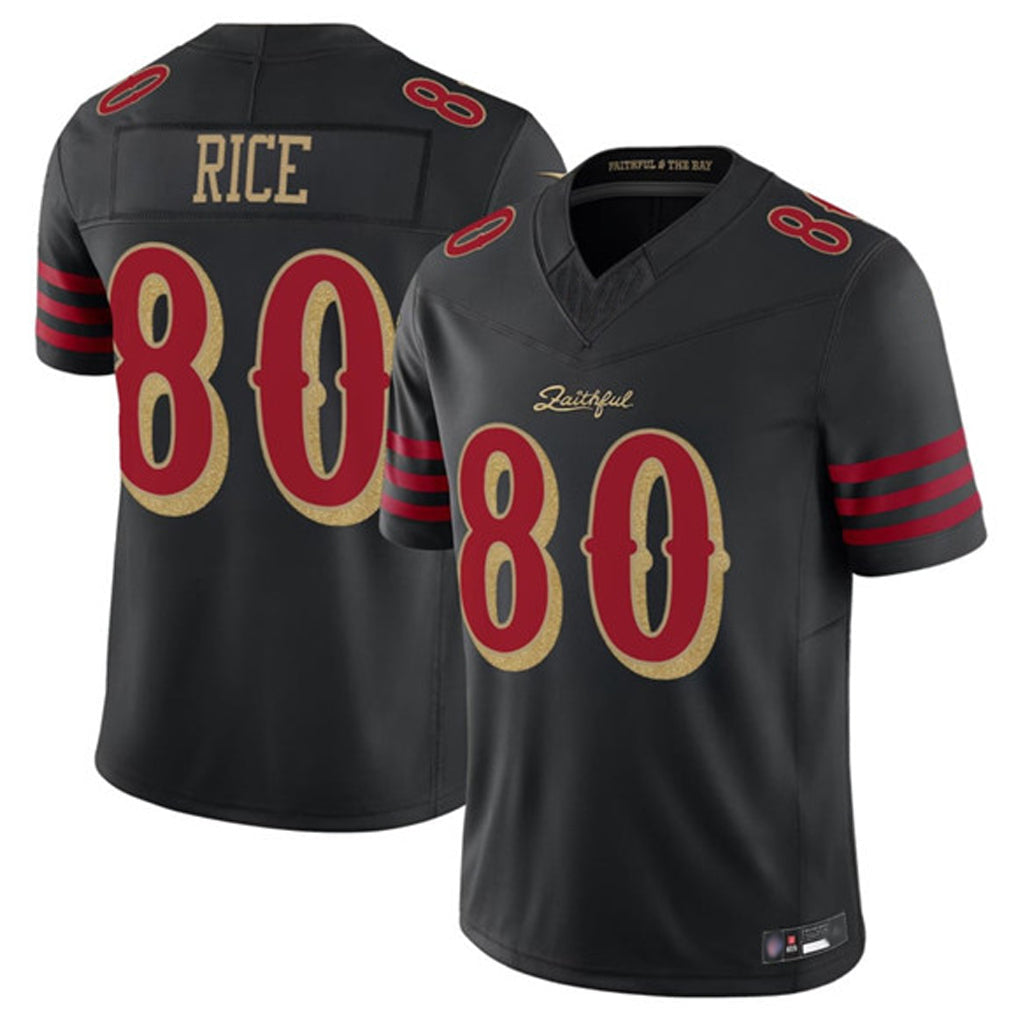 SF.49ers #80 Jerry Rice Player Black Vapor F.U.S.E. Limited Football Jerseys