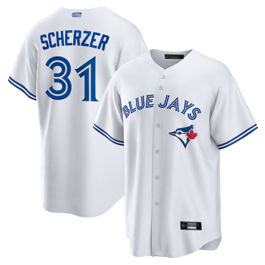 T.Blue Jays #31 Max Scherzer Player White Home Replica Baseball Jerseys