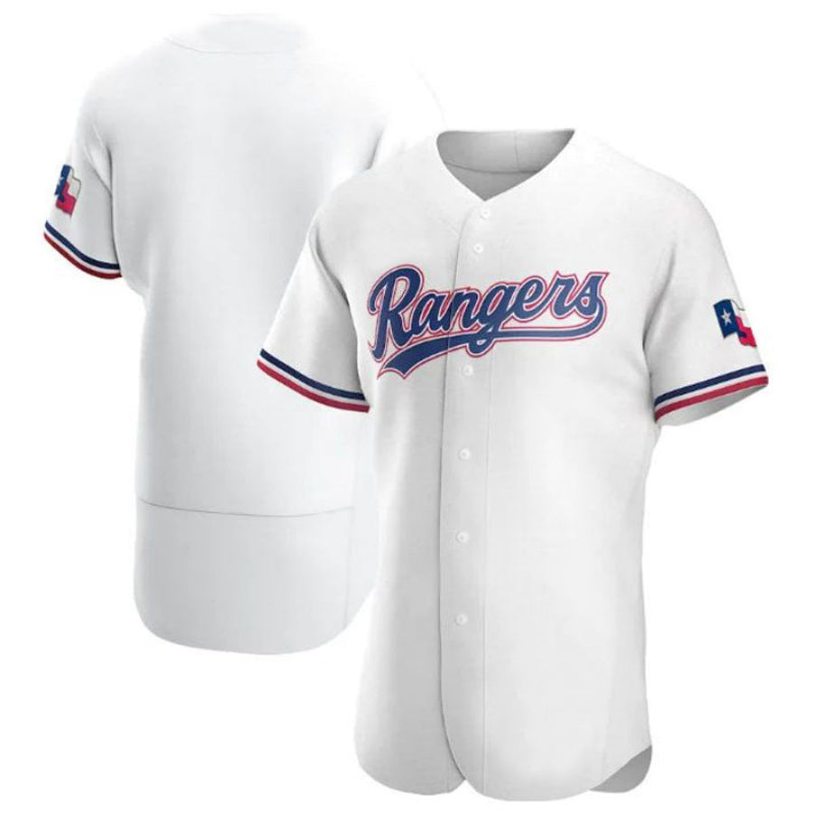 T.Rangers Blank Player White Home Team Logo Elite Baseball Jerseys