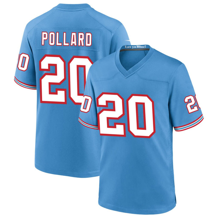 T.Titans #20 Tony Pollard Player Light Blue Throwback Alternate Game Football Jerseys