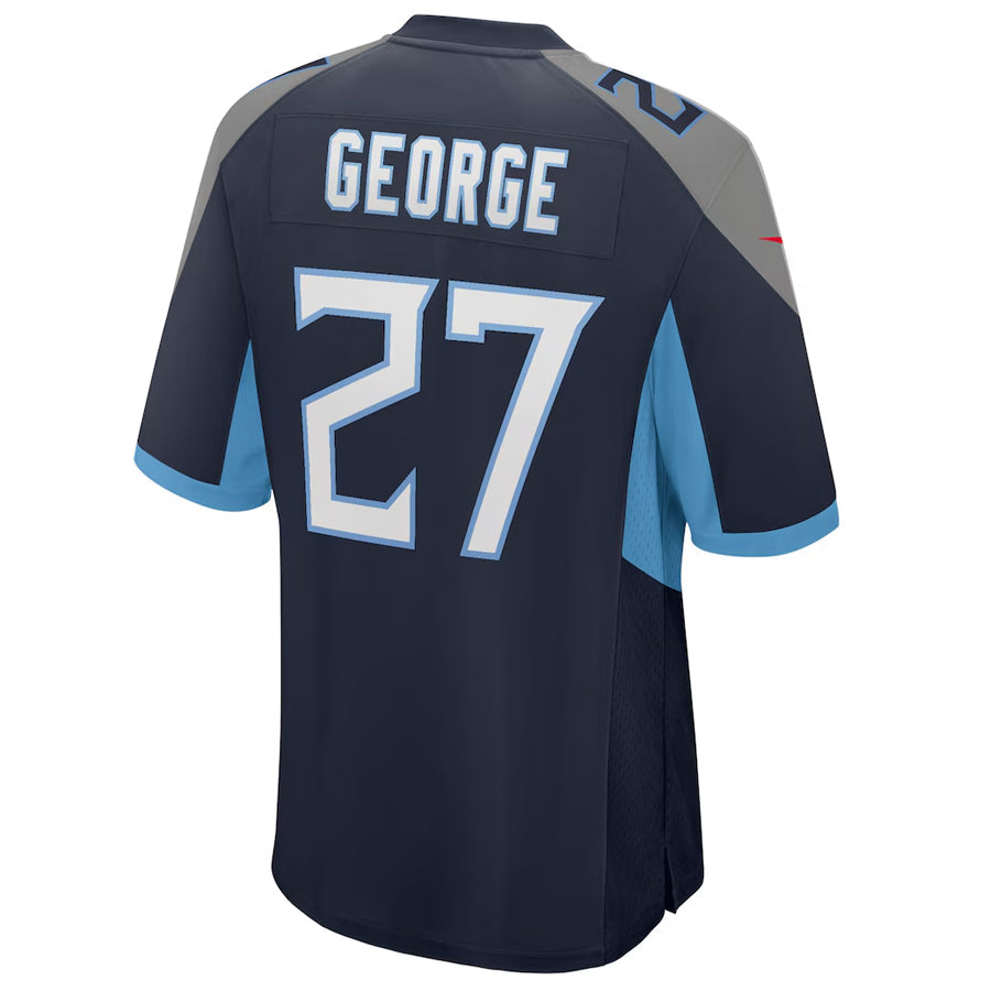 T.Titans #27 Eddie George Player Navy Home Game Football Jerseys