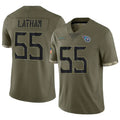 T.Titans #55 JC Latham Player Olive Salute To Service Limited Football Jerseys