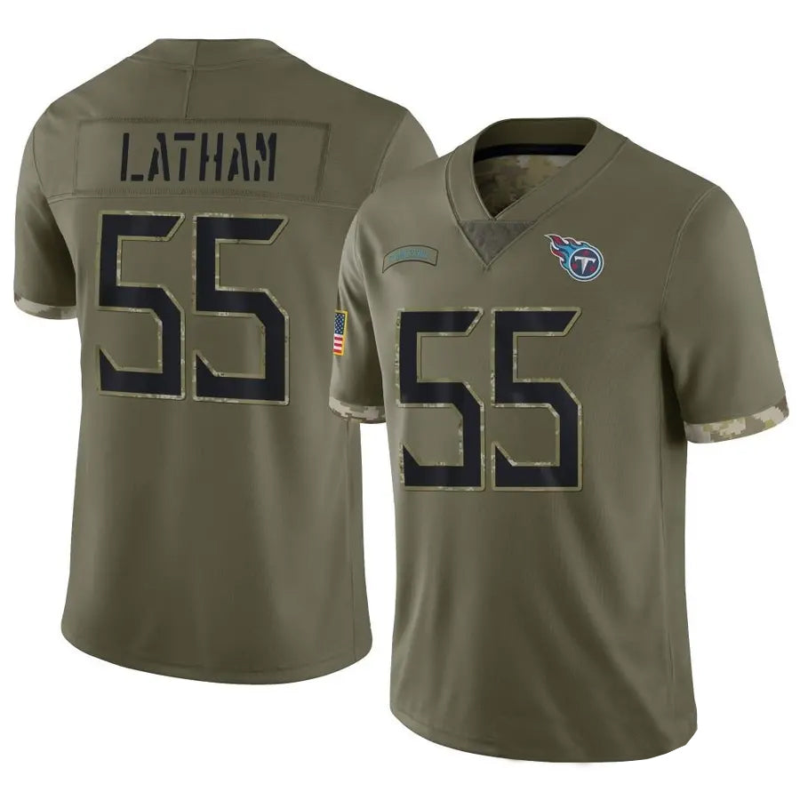 T.Titans #55 JC Latham Player Olive Salute To Service Limited Football Jerseys