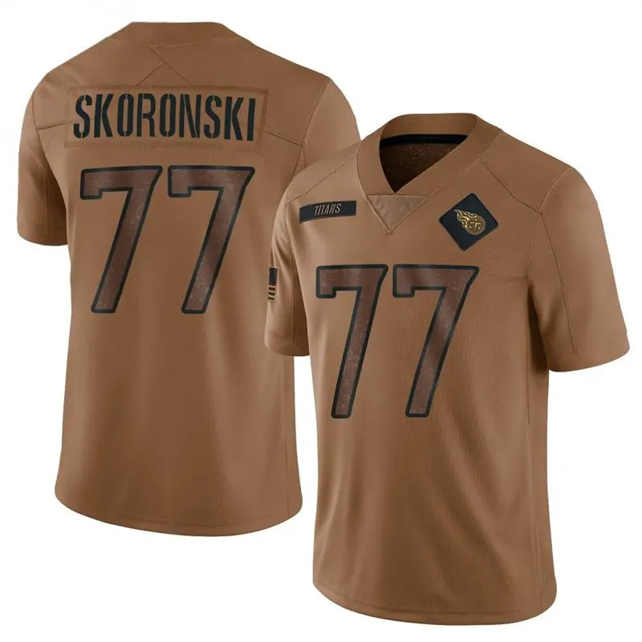 T.Titans #77 Peter Skoronski Player Brown Salute To Service Limited Football Jerseys