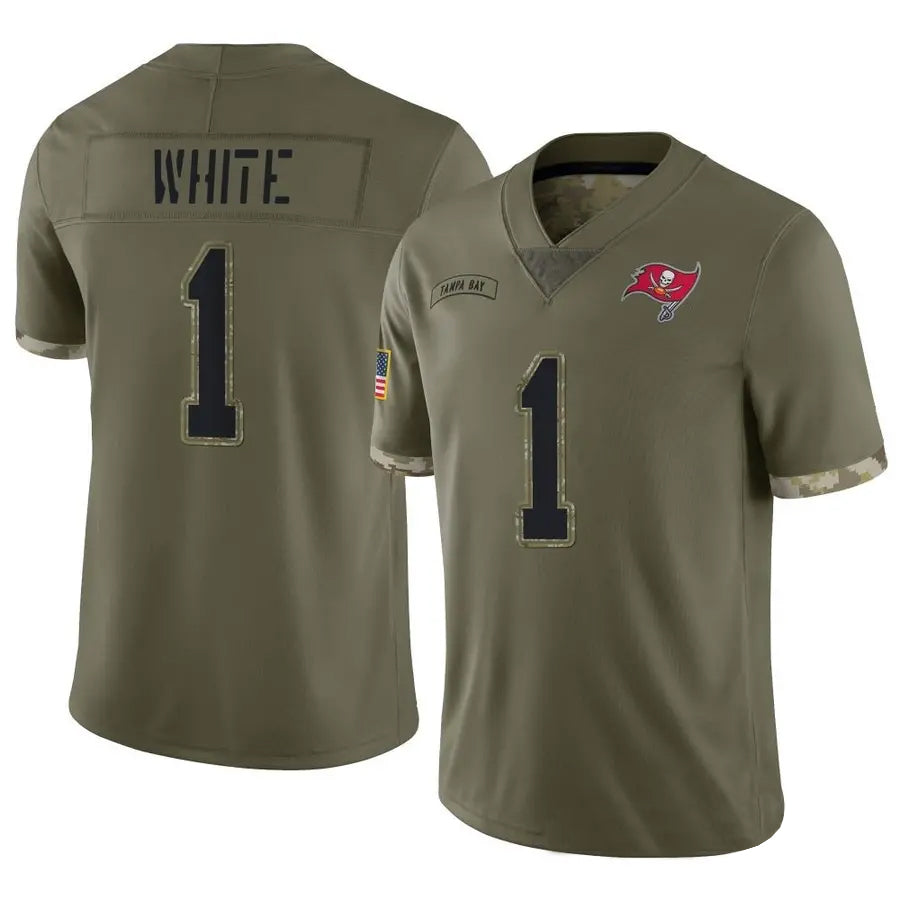 TB.Buccaneers #1 Rachaad White Player Limited Olive Salute To Service Football Jerseys