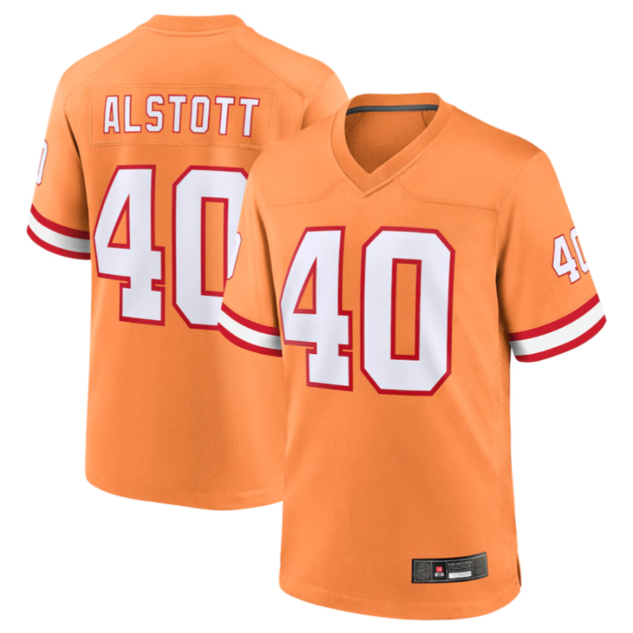 #40 Mike Alstott Player TB.Buccaneers Orange Throwback Game Football Jerseys