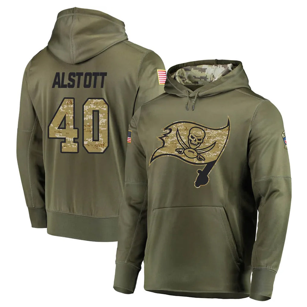 TB.Buccaneers #40 Mike Alstott Player Olive Salute to Service Hoodies Football Jerseys