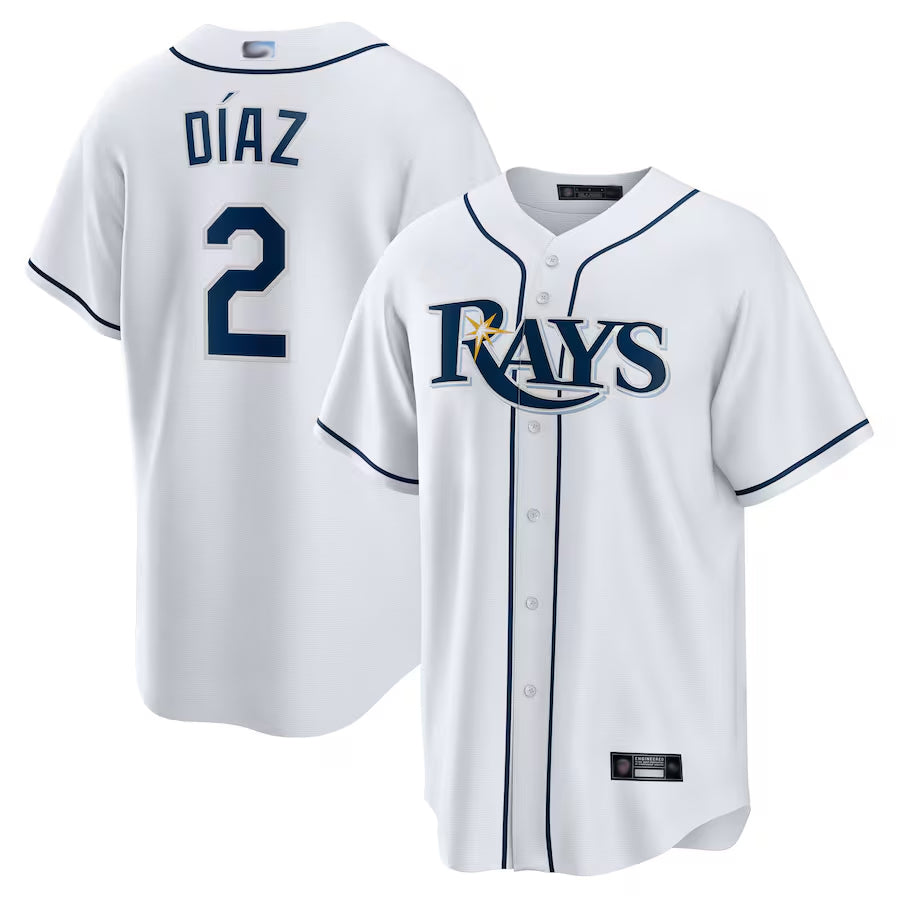TB.Rays #2 Yandy Diaz Player White Home Replica Baseball Jerseys