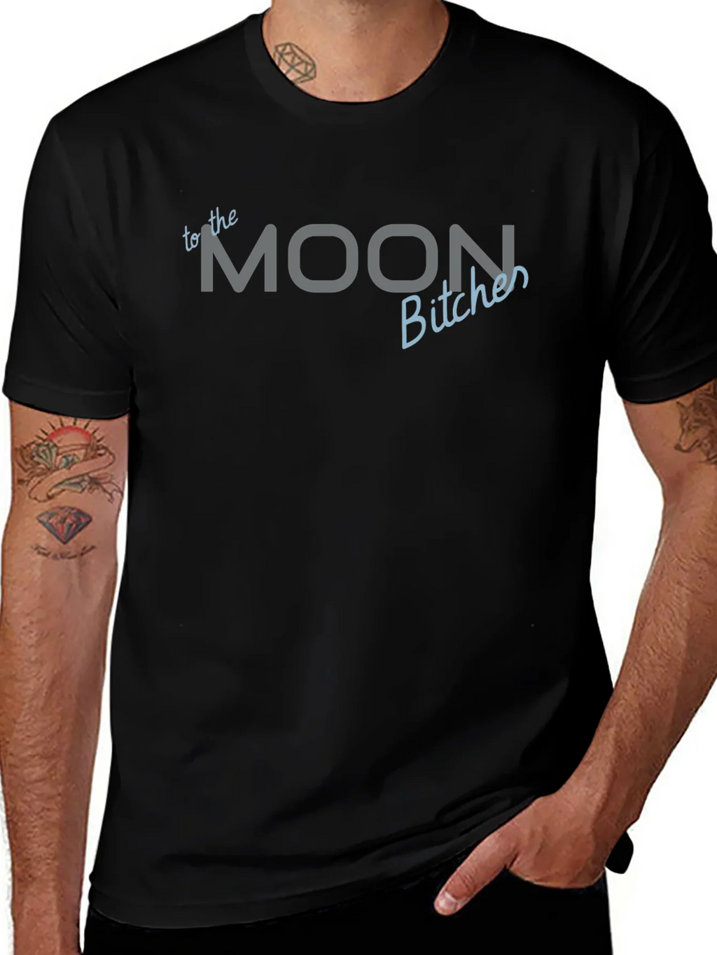 To The Moon Bitches Black T-Shirt
