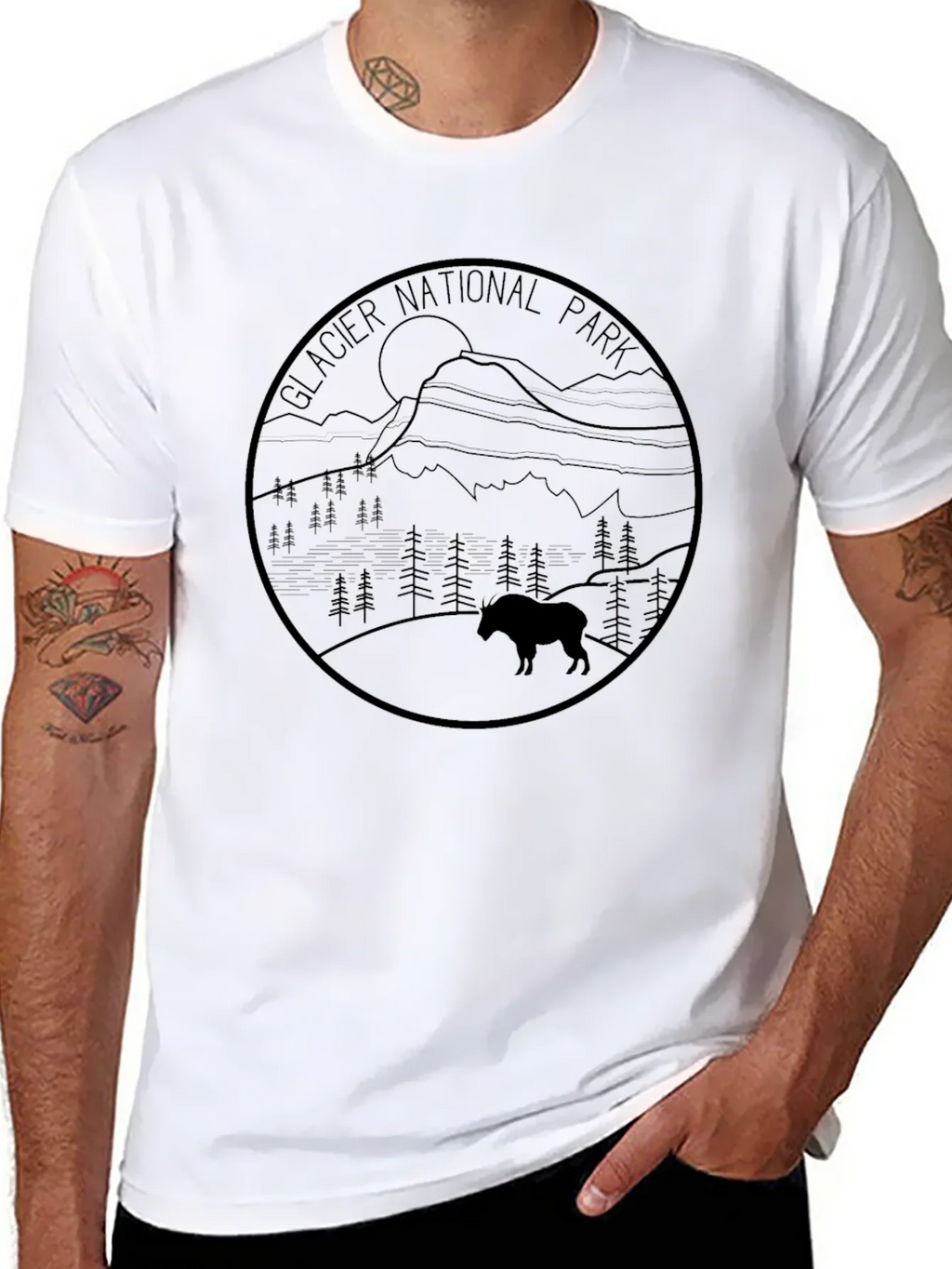Glacier National Park T-Shirt - Mountain Goat Design