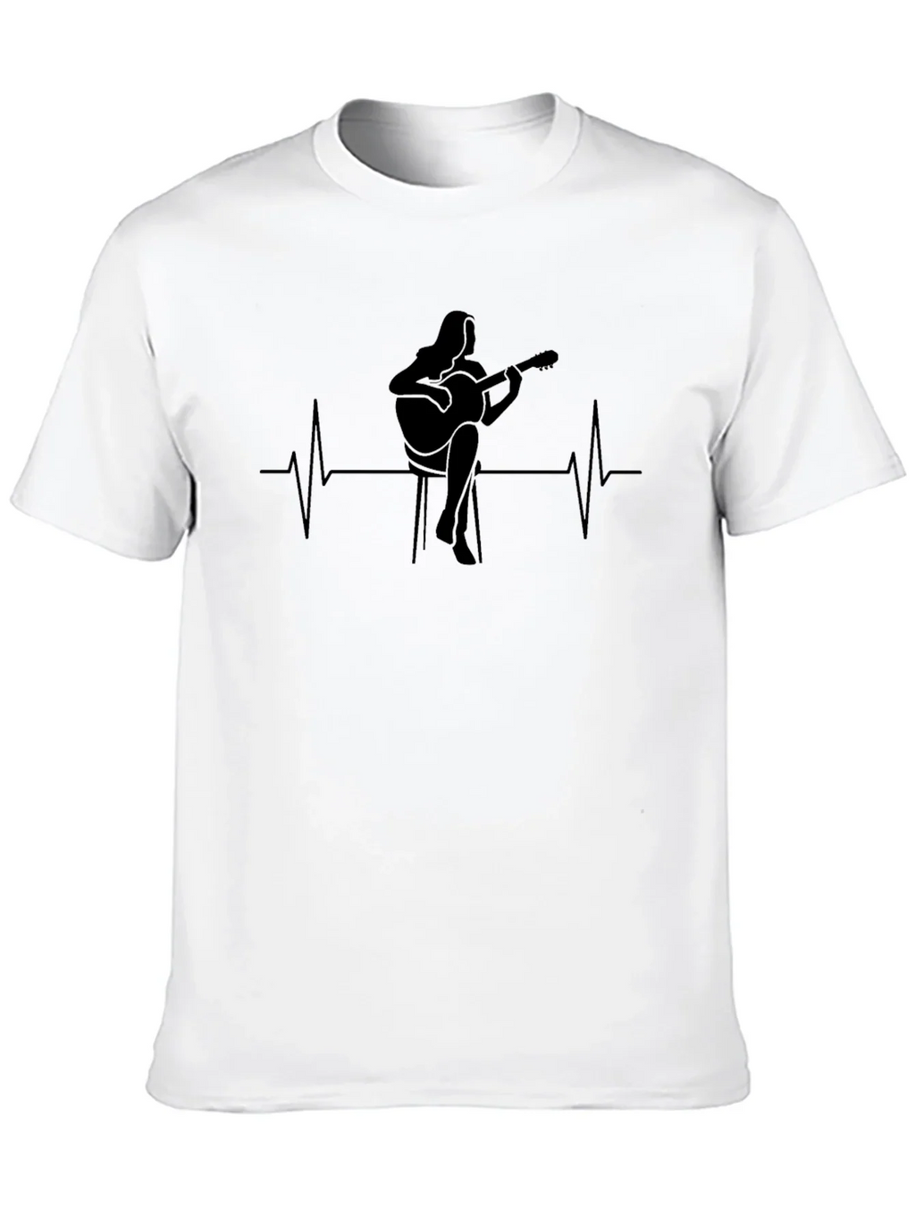 Guitarist Heartbeat Graphic Tee - Black