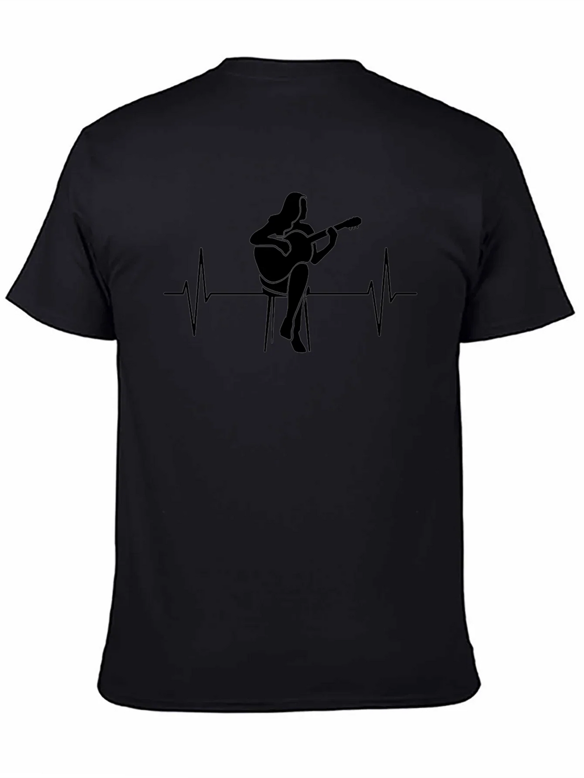 Guitarist Heartbeat Graphic Tee - Black