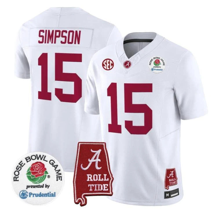 Ty Simpson Alabama Crimson Tide Rosebowl Jersey - White