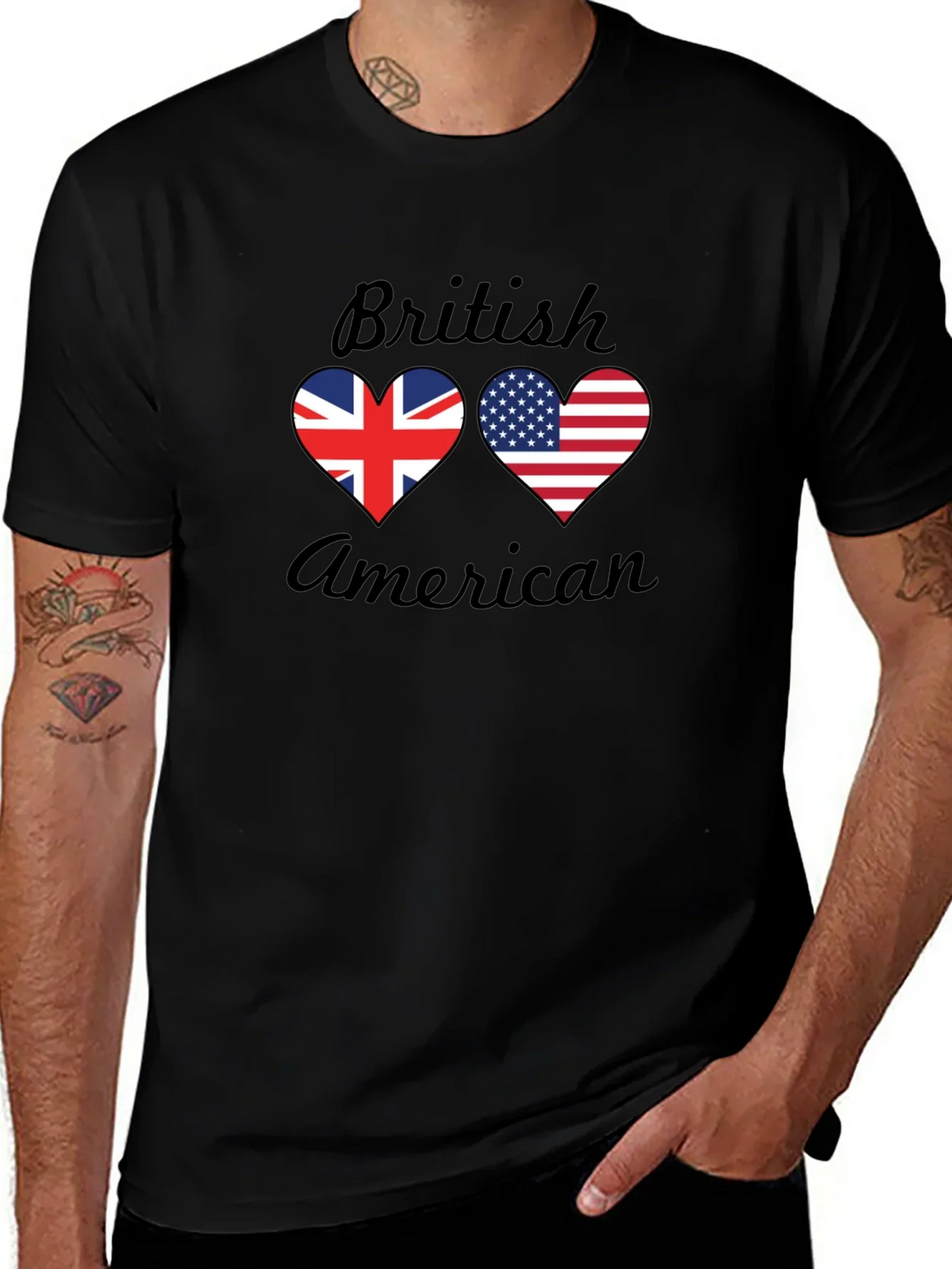 British American Flag Heart T-Shirt