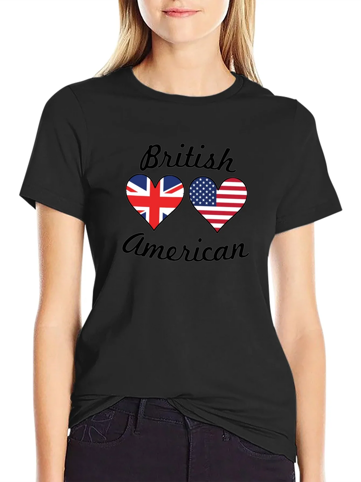 British American Flag Heart T-Shirt