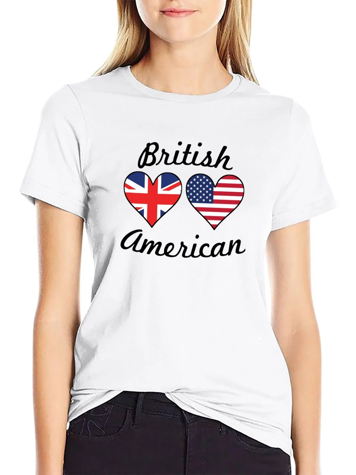 British American Flag Heart T-Shirt