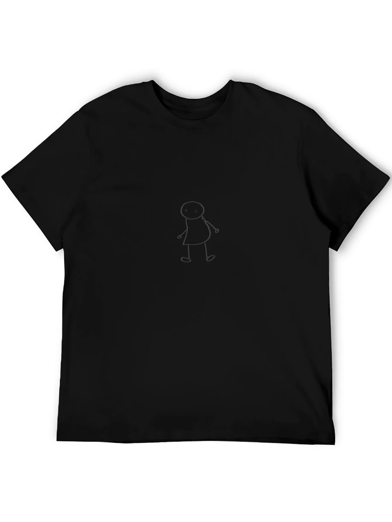 Minimalist Stick Figure Tee - Casual Black T-Shirt
