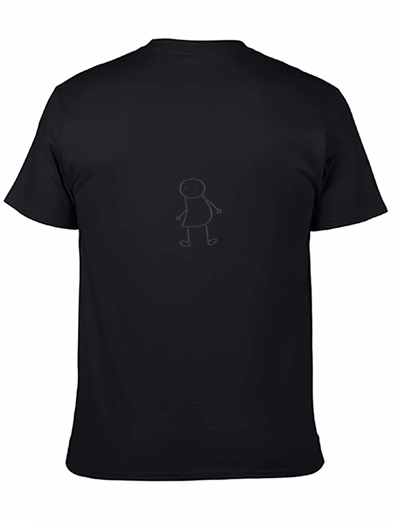 Minimalist Stick Figure Tee - Casual Black T-Shirt