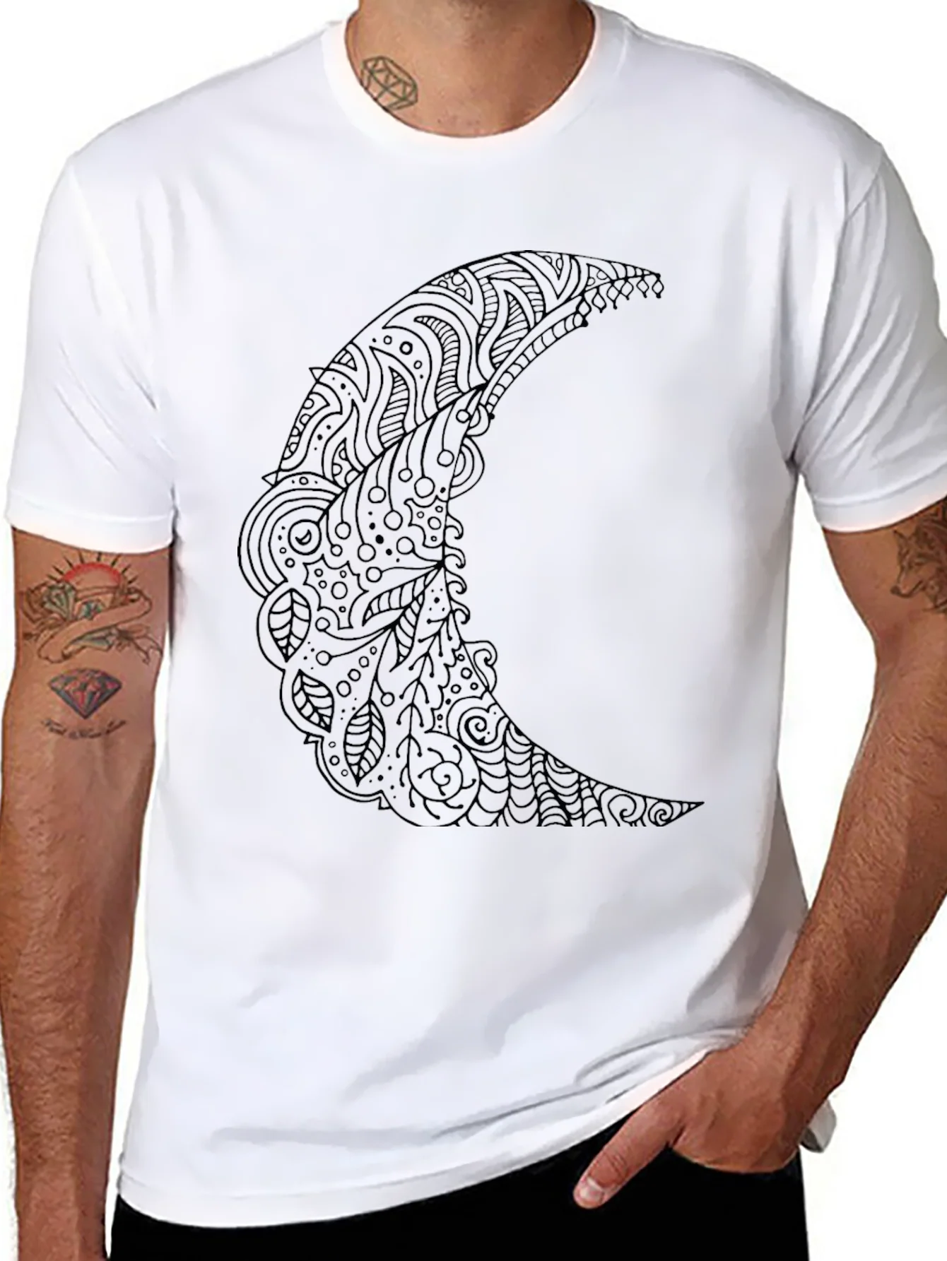 Black Moon Graphic Tee - Stylish Crescent Design
