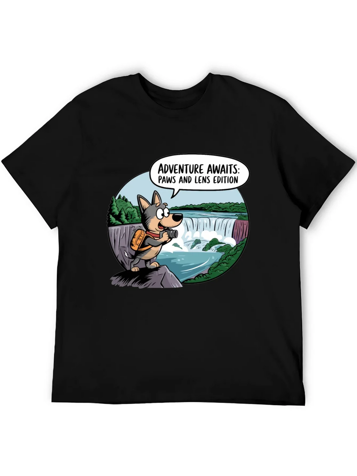 Adventure Awaits Dog T-Shirt Paws & Lens Edition