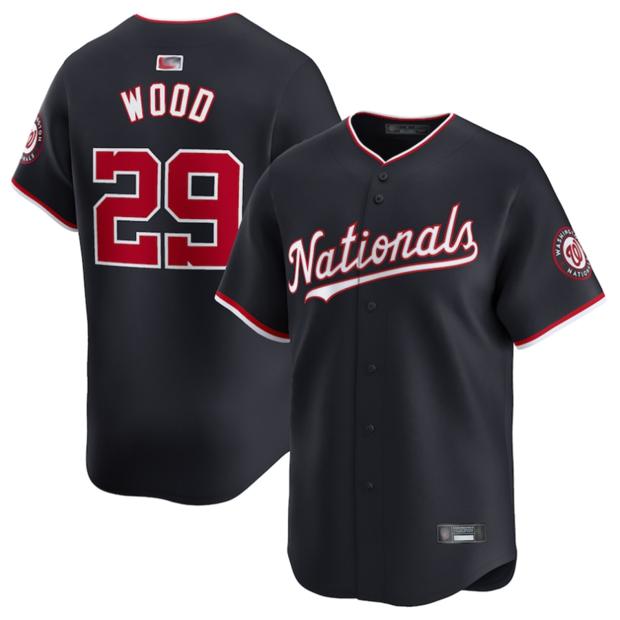 W.Nationals #29 James Wood Player Navy Limited Baseball Jerseys