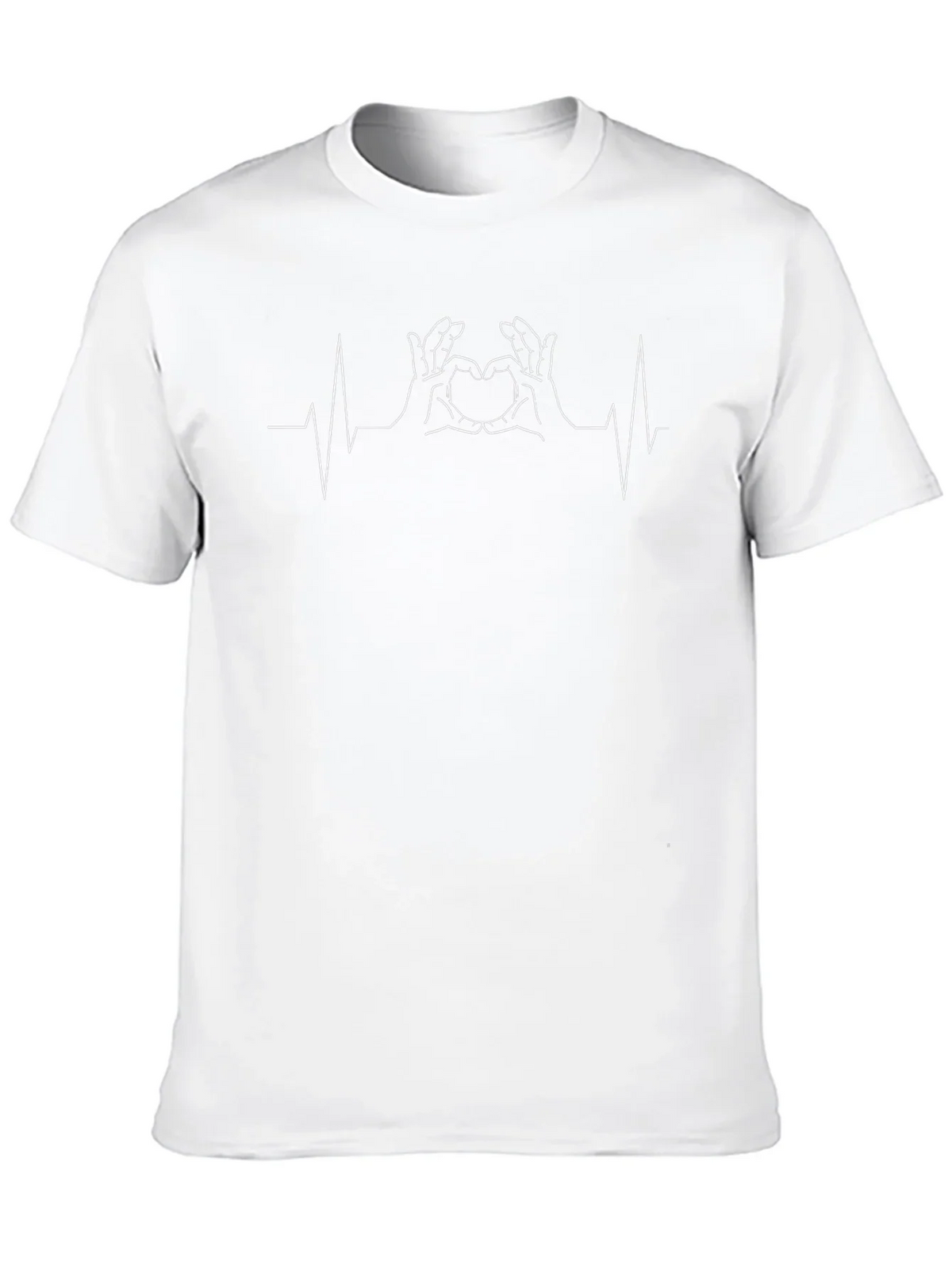 Heartbeat Hand Heart T-Shirt - Black