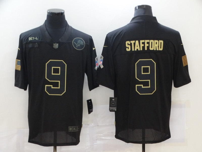 Men's Detroit Lions Matthew Stafford #9 Black Game Player Jersey1