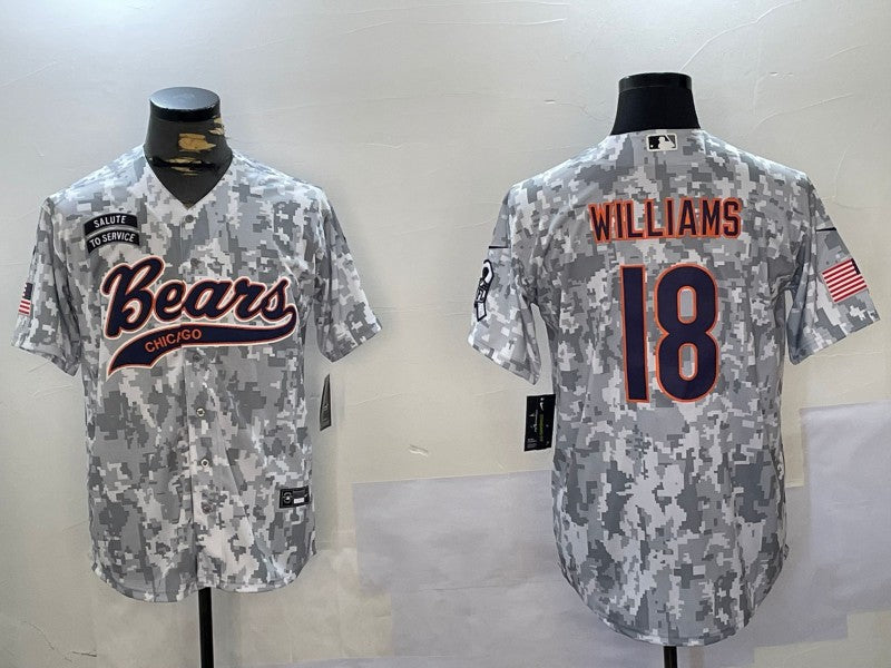 Men's Chicago Bears Caleb Williams #18 Arctic Camo 2024 Salute to Service Player Jersey1
