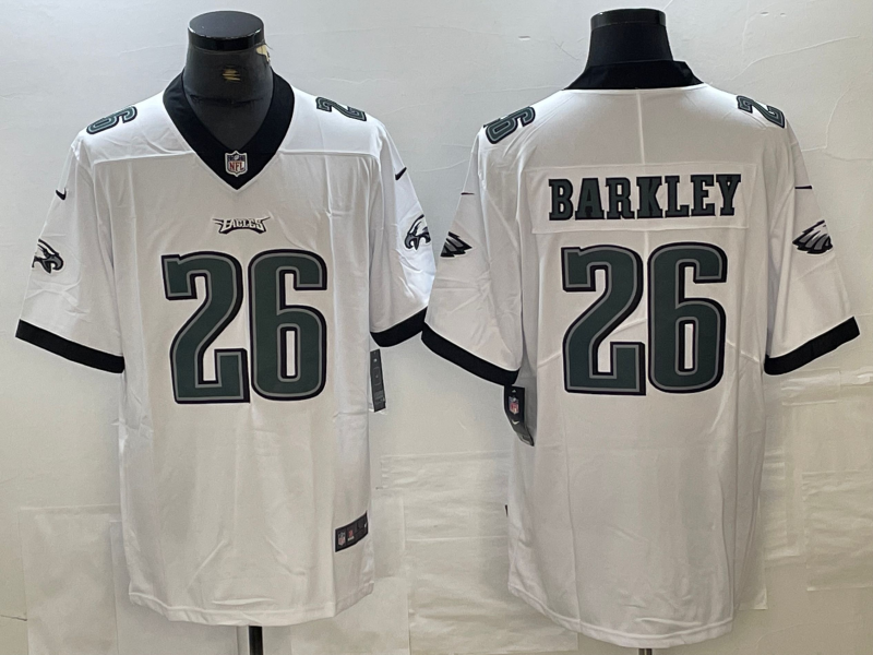 Men's Philadelphia Eagles Saquon Barkley #26 White Game Player Jersey1