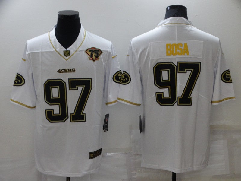 Men's San Francisco 49ers Nick Bosa #97 White 75th Anniversary Game Jersey1