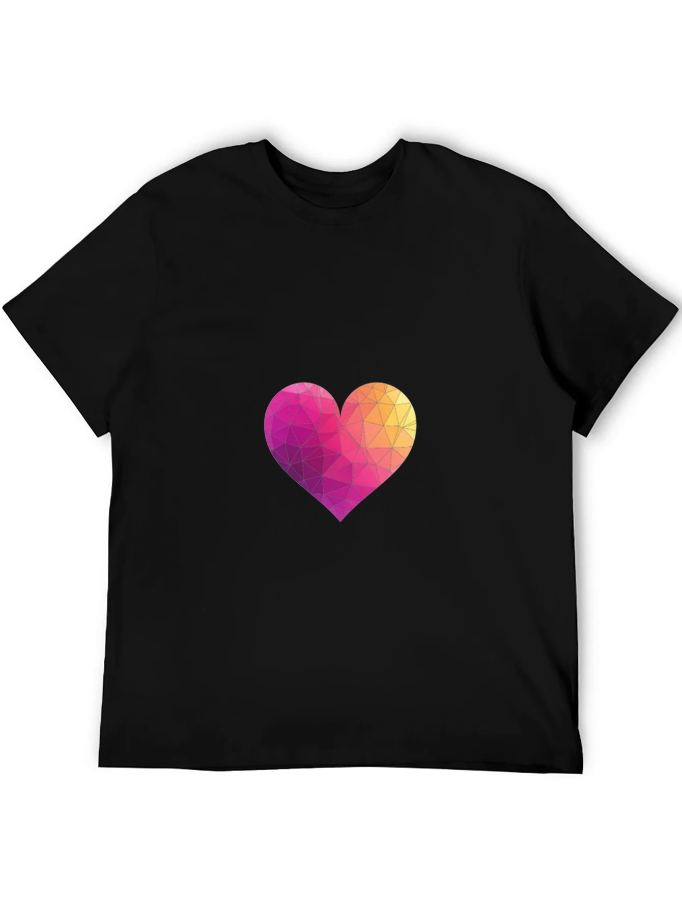 Geometric Heart Graphic Black T-Shirt