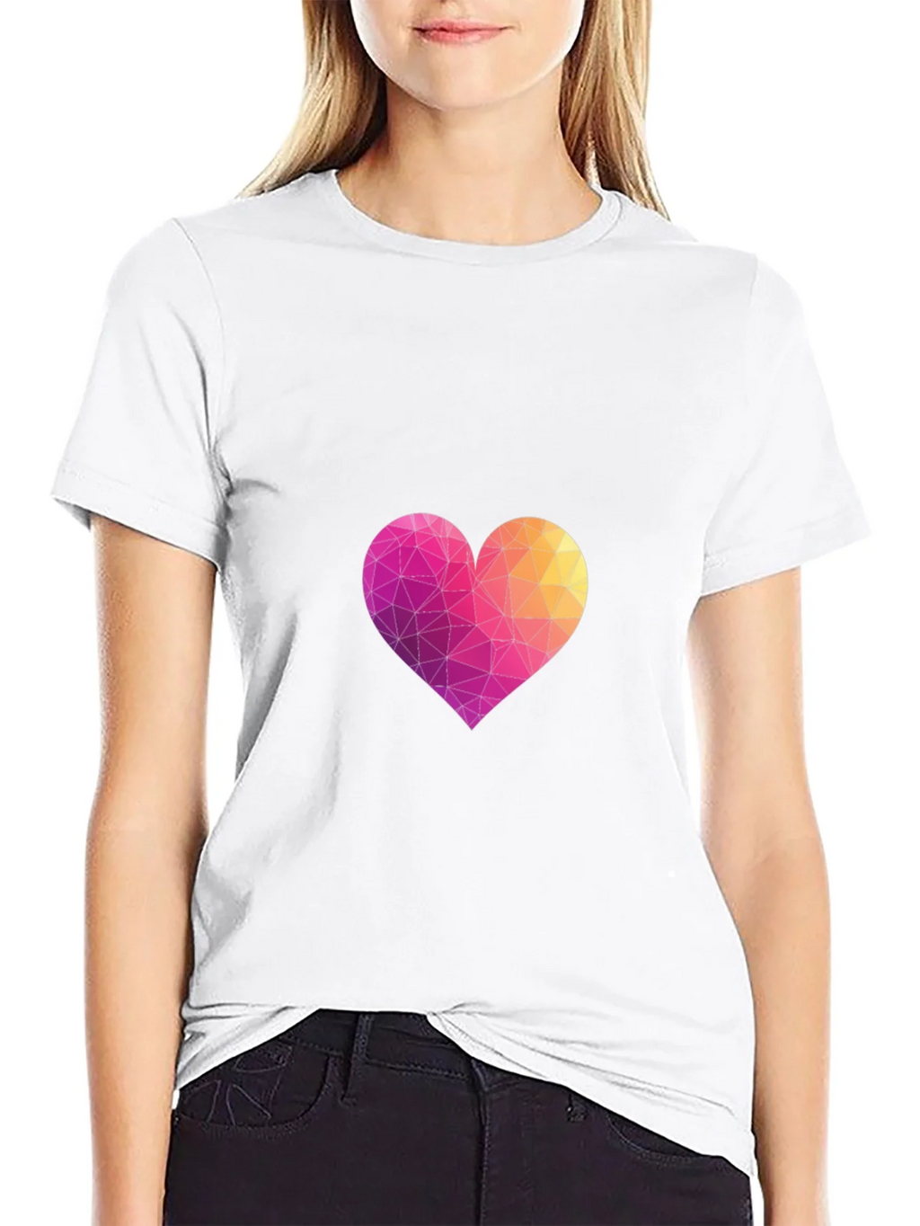 Geometric Heart Graphic Black T-Shirt