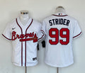 Men's Atlanta Braves Spencer Strider #99 White Replica Player Jersey1