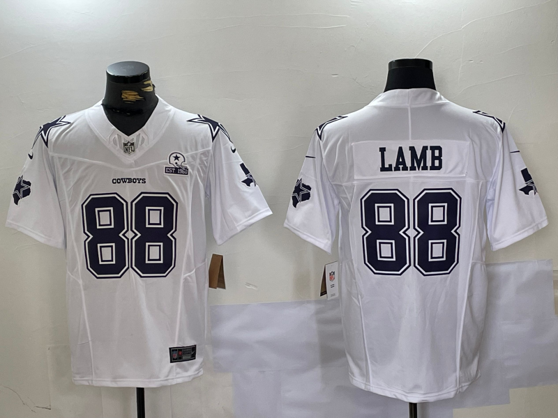 Men's Dallas Cowboys CeeDee Lamb #88 White Fashion Game Jersey1