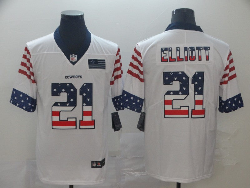 Men's Dallas Cowboys Ezekiel Elliott #21 White Authentic Game Jersey1
