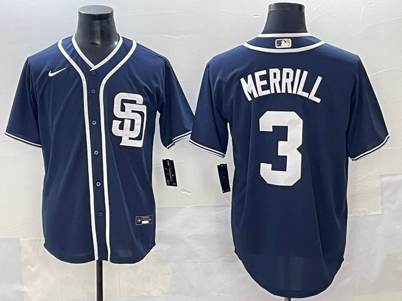 Men's San Diego Padres Jackson Merrill #3 Navy Limited Player Jersey