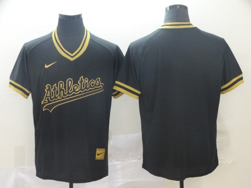 Men's Oakland Athletics Black Replica Blank Jersey1