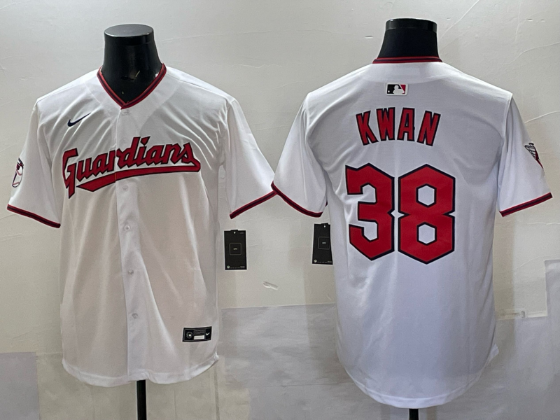 Men's Cleveland Guardians Steven Kwan #38 White Home Replica Player Jersey