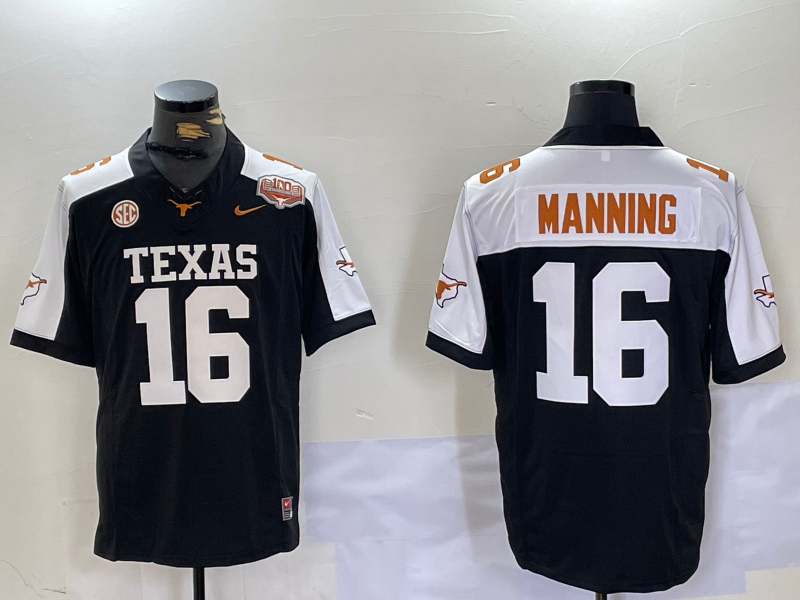 Men's Texas Longhorns Arch Manning #16 Black Game Jersey