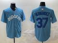 Men's Los Angeles Dodgers Teoscar Hernandez #37 Light Blue Replica Player Jersey