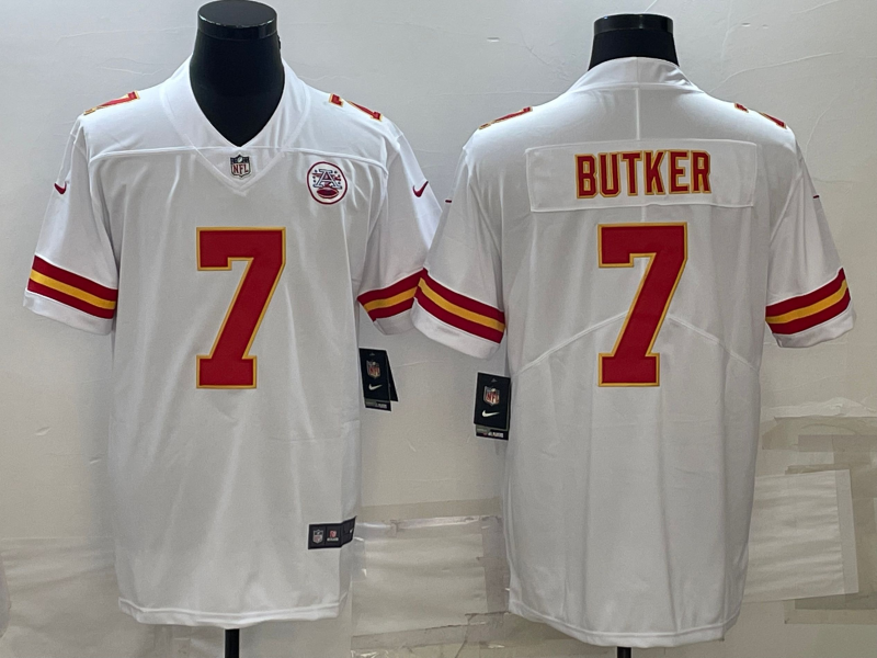 Men's Kansas City Chiefs Harrison Butker #7 White Game Jersey1